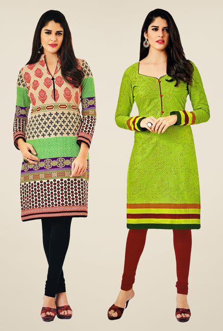 Salwar Studio Multicolor & Green Kurtis (Pack Of 2) Salwar Studio Multicolor & Green Kurtis (Pack Of 2)