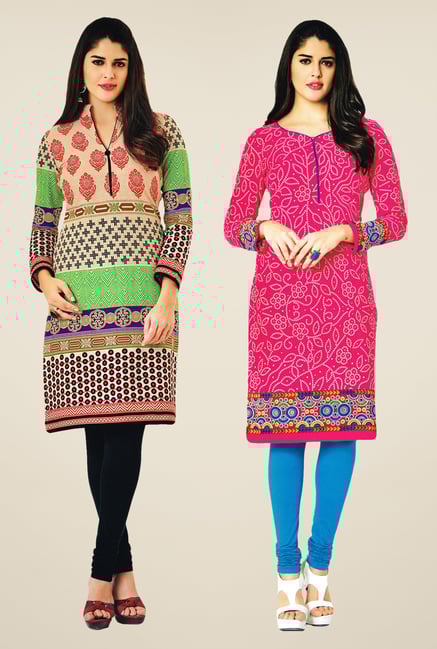 Salwar Studio Multicolor & Pink Kurtis (Pack Of 2) Salwar Studio Multicolor & Pink Kurtis (Pack Of 2)