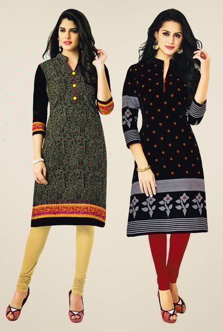 Salwar Studio Black Kurtis (Pack Of 2) Salwar Studio Black Kurtis (Pack Of 2)