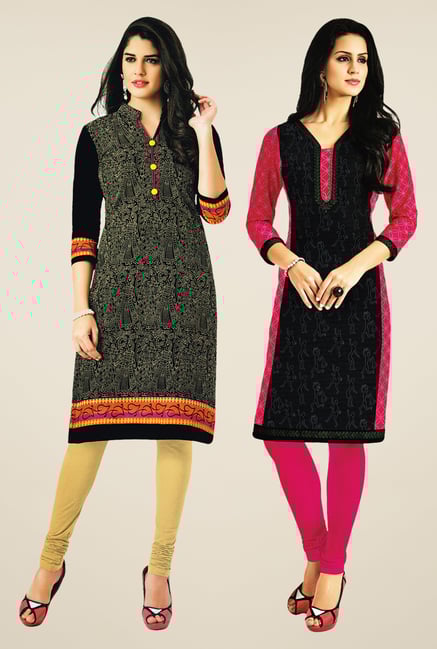 Salwar Studio Black Kurtis (Pack Of 2) Salwar Studio Black Kurtis (Pack Of 2)
