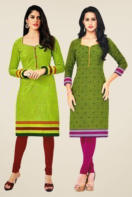 Salwar Studio Green Kurtis (Pack Of 2) Salwar Studio Green Kurtis (Pack Of 2)