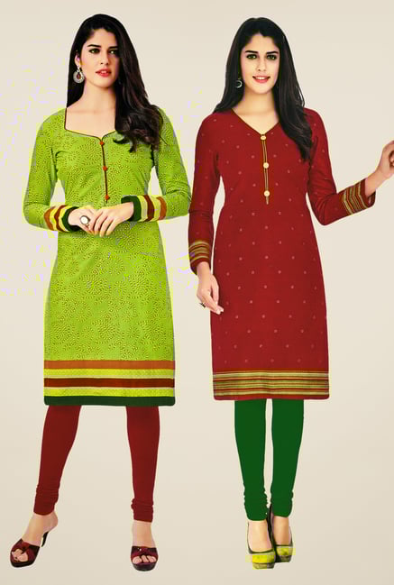 Salwar Studio Green & Maroon Kurtis (Pack Of 2) Salwar Studio Green & Maroon Kurtis (Pack Of 2)