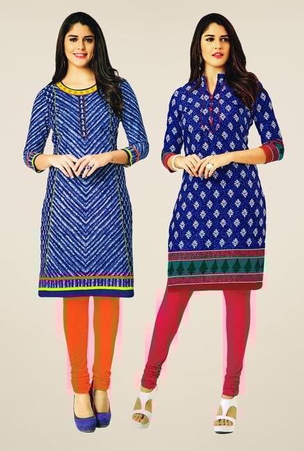 Salwar Studio Blue Kurtis (Pack Of 2) Salwar Studio Blue Kurtis (Pack Of 2)