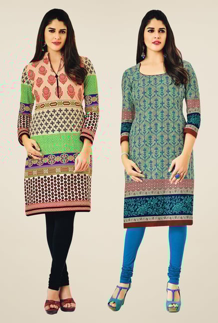 Salwar Studio Multicolor & Grey Kurtis (Pack Of 2) Salwar Studio Multicolor & Grey Kurtis (Pack Of 2)