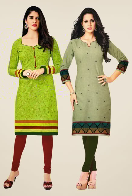 Salwar Studio Green & Green Kurtis (Pack Of 2) Salwar Studio Green & Green Kurtis (Pack Of 2)