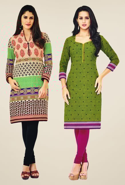 Salwar Studio Multicolor & Green Kurtis (Pack Of 2) Salwar Studio Multicolor & Green Kurtis (Pack Of 2)