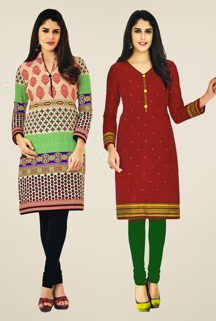 Salwar Studio Multicolor & Maroon Kurtis (Pack Of 2) Salwar Studio Multicolor & Maroon Kurtis (Pack Of 2)