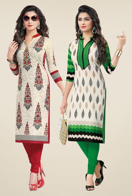 Salwar Studio Cream Kurtis (Pack Of 2) Salwar Studio Cream Kurtis (Pack Of 2)