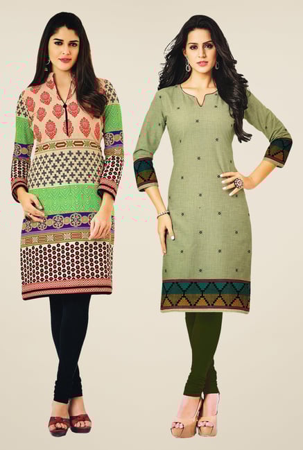 Salwar Studio Multicolor & Green Kurtis (Pack Of 2) Salwar Studio Multicolor & Green Kurtis (Pack Of 2)