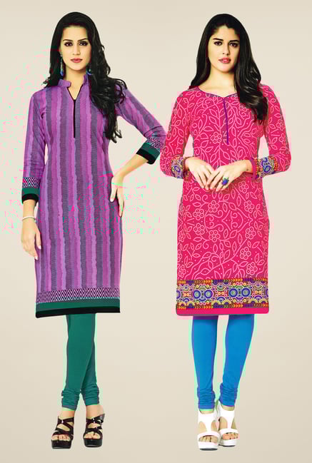 Salwar Studio Multicolor & Pink Kurtis (Pack Of 2) Salwar Studio Multicolor & Pink Kurtis (Pack Of 2)