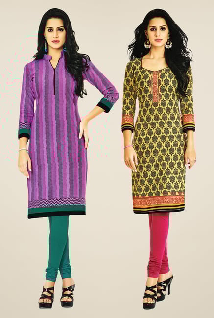 Salwar Studio Pink & Beige Kurtis (Pack Of 2) Salwar Studio Pink & Beige Kurtis (Pack Of 2)