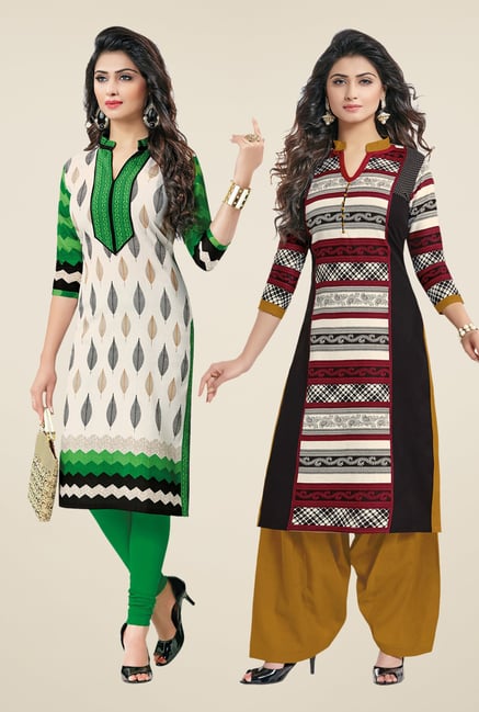 Salwar Studio Cream & Black Kurtis (Pack Of 2) Salwar Studio Cream & Black Kurtis (Pack Of 2)