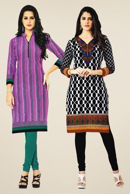Salwar Studio Pink & Black Kurtis (Pack Of 2) Salwar Studio Pink & Black Kurtis (Pack Of 2)