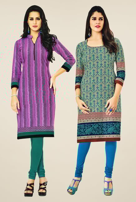 Salwar Studio Pink & Grey Kurtis (Pack Of 2) Salwar Studio Pink & Grey Kurtis (Pack Of 2)