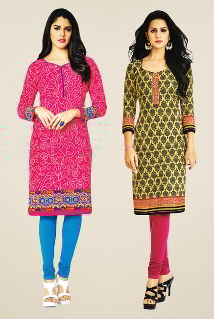 Salwar Studio Pink & Beige Kurtis (Pack Of 2) Salwar Studio Pink & Beige Kurtis (Pack Of 2)