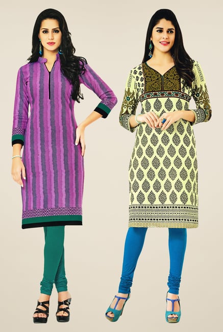 Salwar Studio Pink & Cream Kurtis (Pack Of 2) Salwar Studio Pink & Cream Kurtis (Pack Of 2)