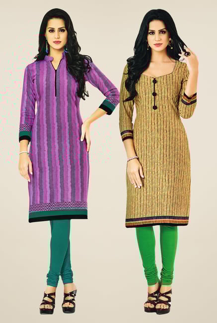 Salwar Studio Pink & Beige Kurtis (Pack Of 2) Salwar Studio Pink & Beige Kurtis (Pack Of 2)