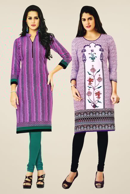 Salwar Studio Pink & Purple Kurtis (Pack Of 2) Salwar Studio Pink & Purple Kurtis (Pack Of 2)