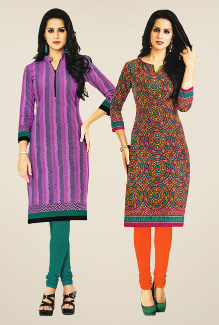 Salwar Studio Pink & Orange Kurtis (Pack Of 2) Salwar Studio Pink & Orange Kurtis (Pack Of 2)