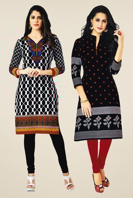Salwar Studio Black Kurtis (Pack Of 2) Salwar Studio Black Kurtis (Pack Of 2)