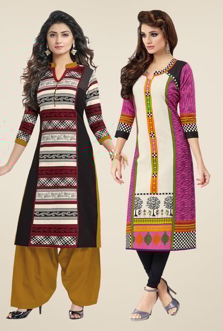 Salwar Studio Black & Pink Kurtis (Pack Of 2) Salwar Studio Black & Pink Kurtis (Pack Of 2)