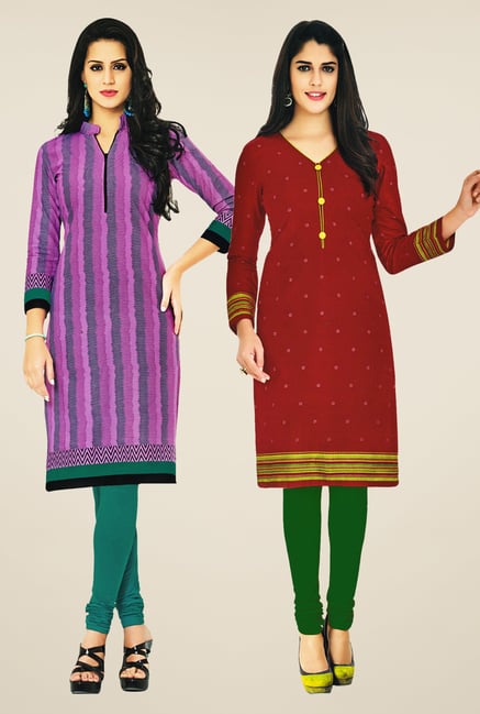Salwar Studio Pink & Maroon Kurtis (Pack Of 2) Salwar Studio Pink & Maroon Kurtis (Pack Of 2)