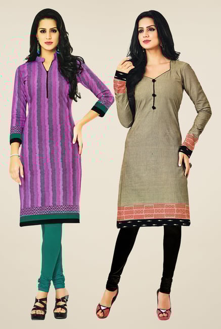 Salwar Studio Pink & Grey Kurtis (Pack Of 2) Salwar Studio Pink & Grey Kurtis (Pack Of 2)