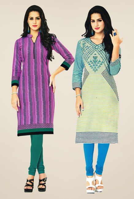 Salwar Studio Pink & Blue Kurtis (Pack Of 2) Salwar Studio Pink & Blue Kurtis (Pack Of 2)