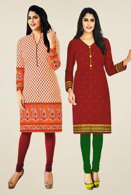 Salwar Studio Orange & Maroon Kurtis (Pack Of 2) Salwar Studio Orange & Maroon Kurtis (Pack Of 2)