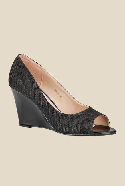 Tresmode Charmed Black Peeptoe Wedges Tresmode Charmed Black Peeptoe Wedges