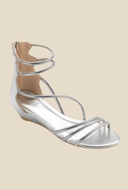 Tresmode Roman Silver Wedge Heeled Sandals Tresmode Roman Silver Wedge Heeled Sandals