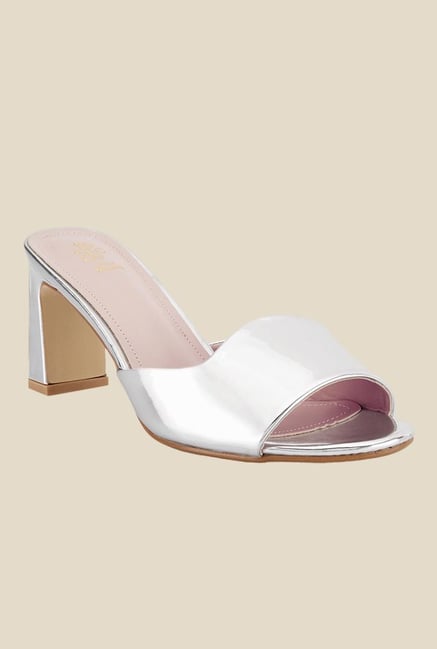 Tresmode Bestrap Silver Block Heeled Sandals Tresmode Bestrap Silver Block Heeled Sandals