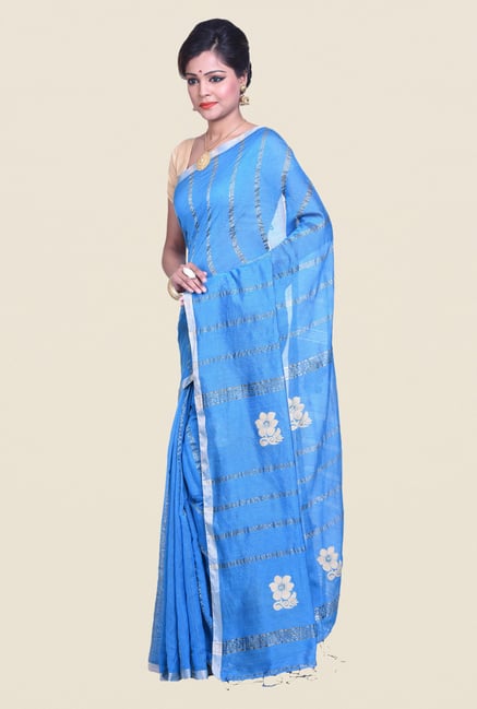 Bengal Handloom Blue Cotton Silk Saree Bengal Handloom Blue Cotton Silk Saree