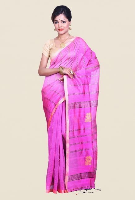 Bengal Handloom Pink Cotton Silk Saree Bengal Handloom Pink Cotton Silk Saree