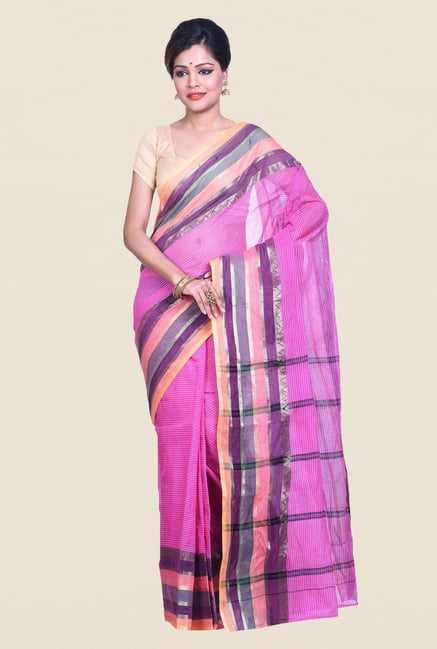 Bengal Handloom Purple Cotton Silk Saree Bengal Handloom Purple Cotton Silk Saree