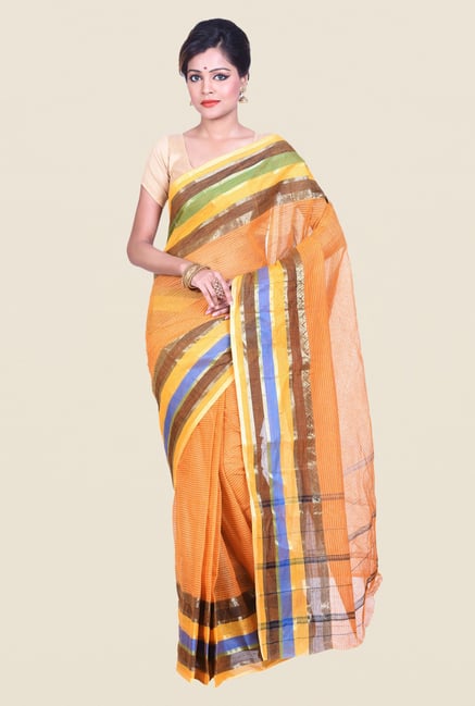 Bengal Handloom Yellow Cotton Silk Saree Bengal Handloom Yellow Cotton Silk Saree