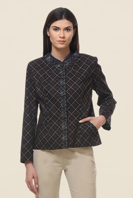 Kaaryah Brown Checks Jacket Kaaryah Brown Checks Jacket