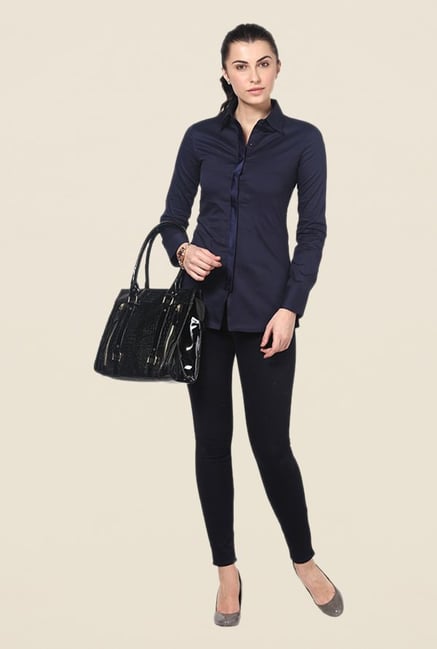 Kaaryah Navy Solid Shirt Kaaryah Navy Solid Shirt