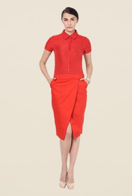 Kaaryah Red Solid Shirt Kaaryah Red Solid Shirt