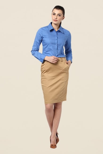 Kaaryah Blue Solid Shirt Kaaryah Blue Solid Shirt