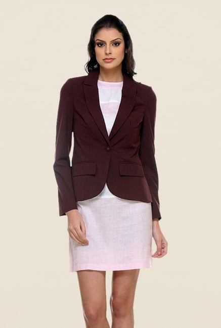 Kaaryah Wine Solid Blazer Kaaryah Wine Solid Blazer
