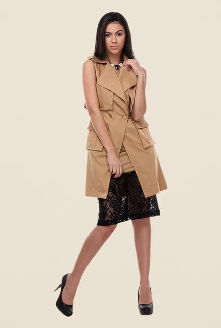 Kaaryah Khaki Solid Blazer Kaaryah Khaki Solid Blazer