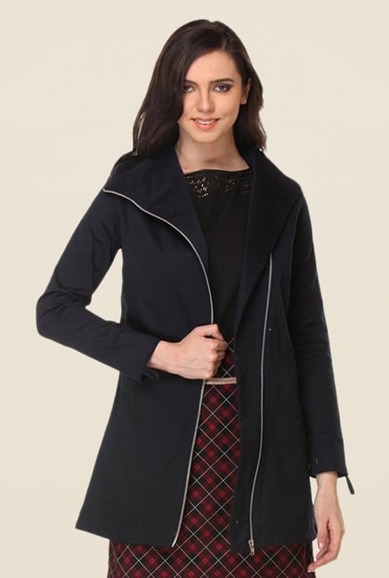 Kaaryah Navy Solid Relaxed Fit Jacket Kaaryah Navy Solid Relaxed Fit Jacket
