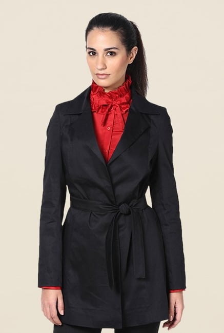 Kaaryah Black Belted Solid Jacket Kaaryah Black Belted Solid Jacket