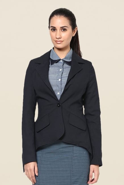 Kaaryah Navy Solid Blazer Kaaryah Navy Solid Blazer