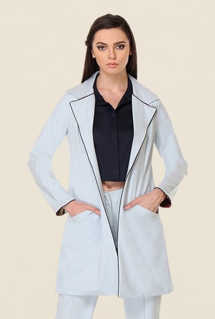 Kaaryah Light Blue Solid Jacket Kaaryah Light Blue Solid Jacket
