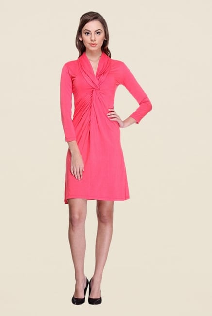 Kaaryah Coral Solid Dress Kaaryah Coral Solid Dress