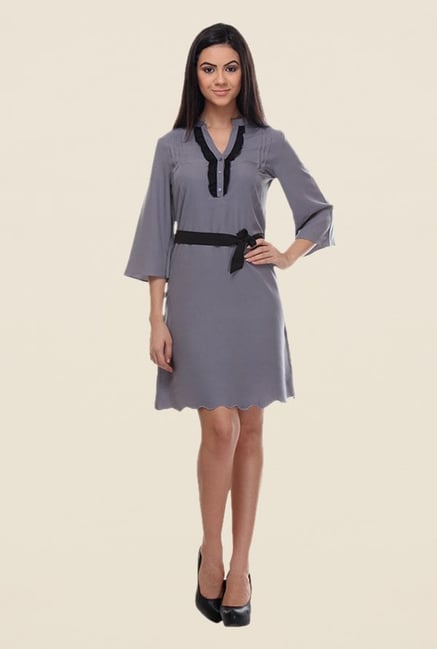 Kaaryah Grey Solid Dress Kaaryah Grey Solid Dress