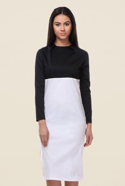 Kaaryah Black & White Solid Dress Kaaryah Black & White Solid Dress