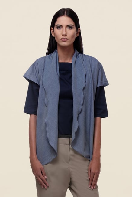 Kaaryah Blue Solid Shrug Kaaryah Blue Solid Shrug